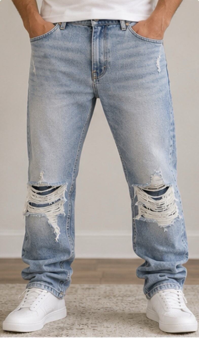 Original Use Distressed Slim Taper Jeans Light Wash Men’s 36x32